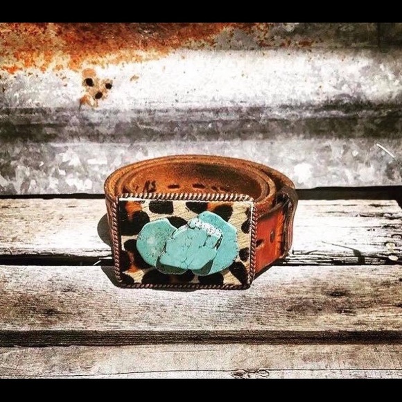 Accessories - Leopard and Turquoise Belt Buckle
